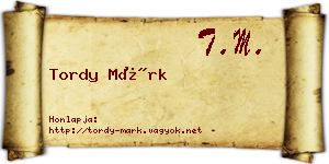 Tordy Márk névjegykártya
